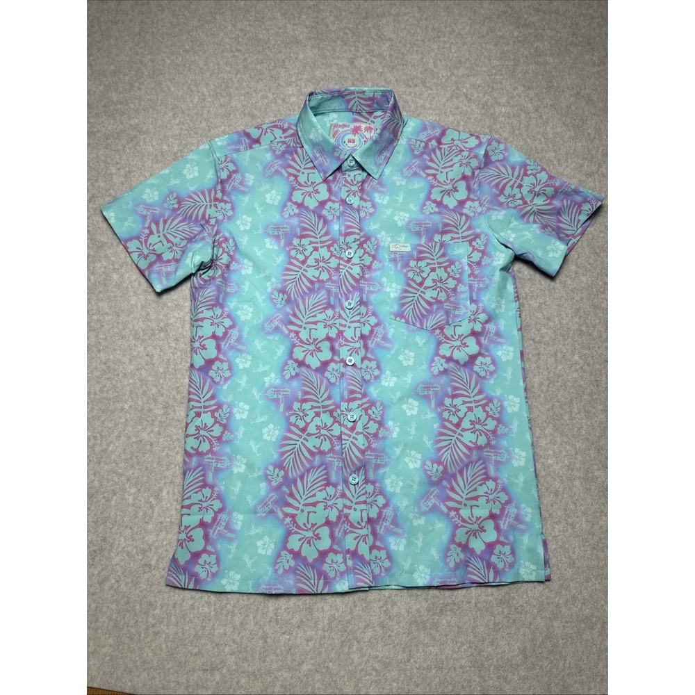 Retro Rifle Tropic Aloha Mint/Pink Hawaiian Button Down Men's Size XS NWOT